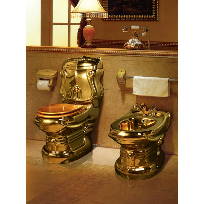 

Palace European Style Gold Toilet Hotel Bathroom Water Pump Retro Colorful Home Creative Ceramic Personalized Toilet