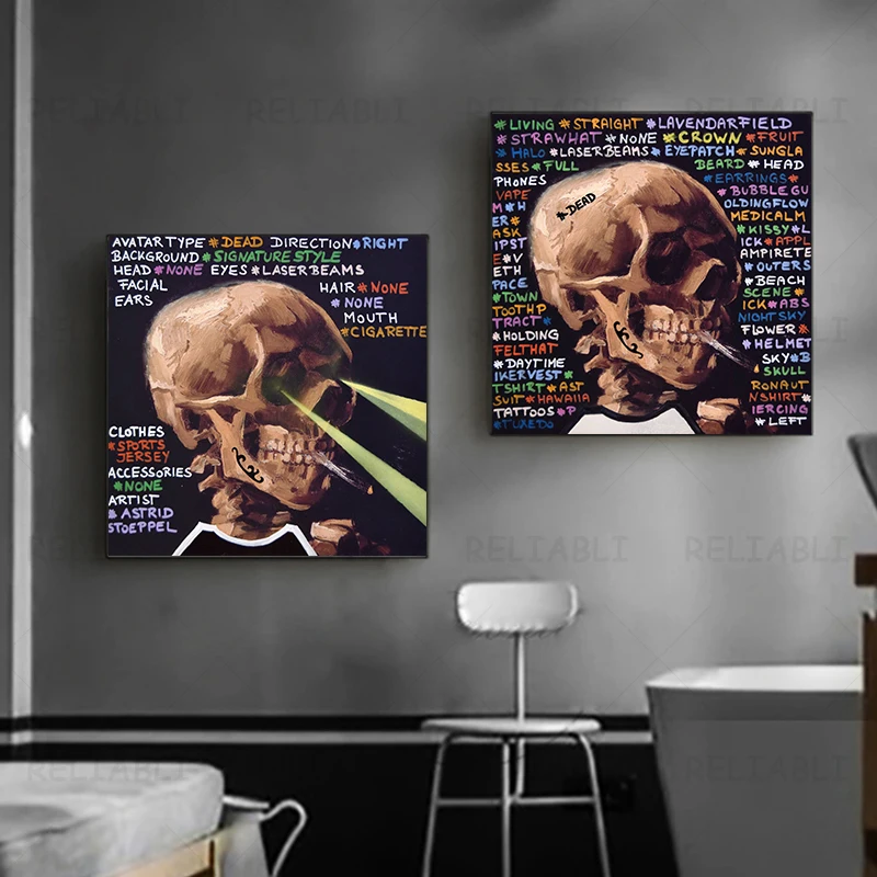 Abstract Street Art Canvas Painting Wall Art The King of the Skull Posters Pop Art Prints for Living Room Home Decor Cuadros