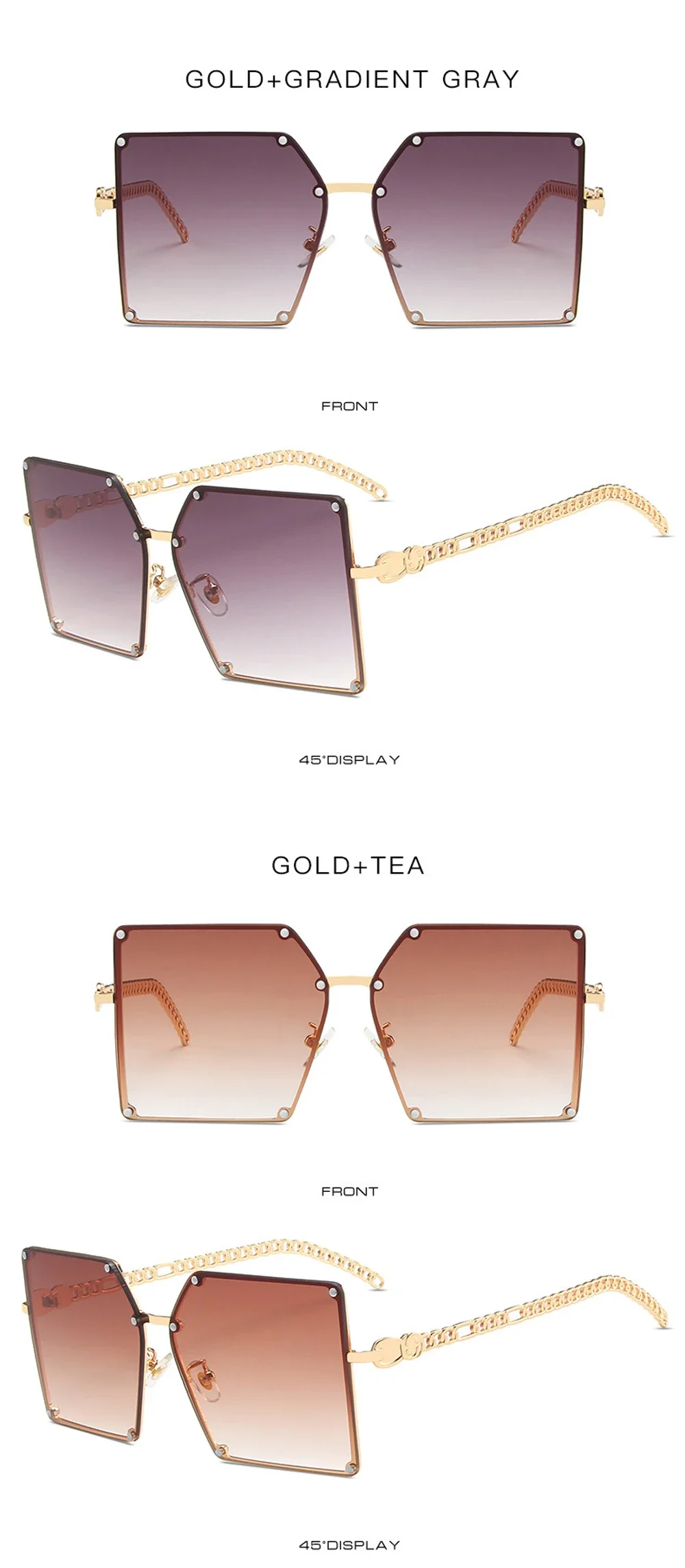 Schicke übergroße quadratische Perlens onnen brille für Damen-Designer-Sonnenbrillen mit luxuriösem Stil – Detail 15