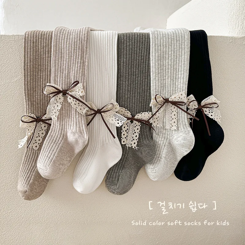 Children Cotton Tights Girls Cute Princess Bowknot Pantyhose Kids Stocking Baby Girls One-Piece Pantyhose Infant Knitted Tights kids pantyhose