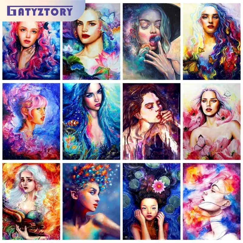

GATYZTORY Modern Painting By Numbers Gift Colorful Woman Pictures Handiwork For Adults Drawing By Numbers Home Decors On Canvas