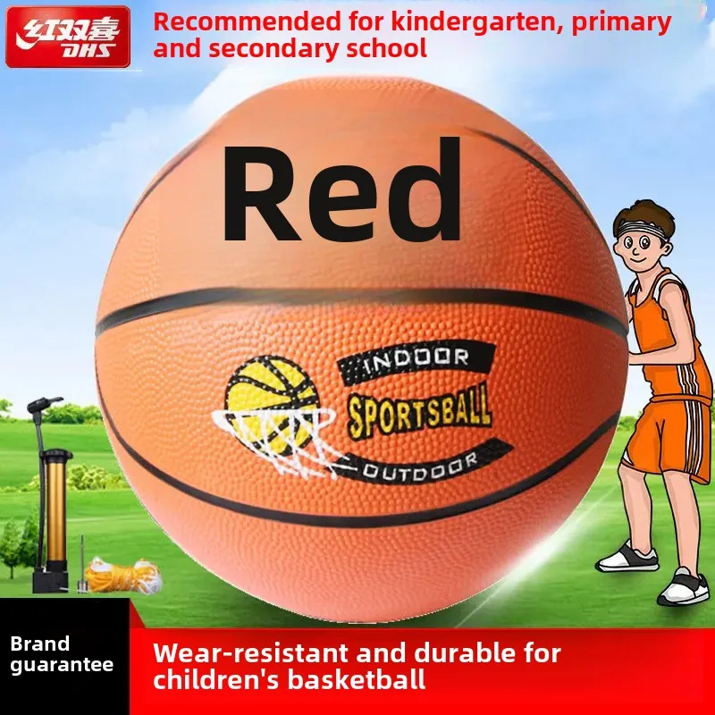 Red Double Happiness Basketball Rubber Ball For Children Student 5 Number 7 Five Number 3 Durable Wear Resistant Blue Bal
