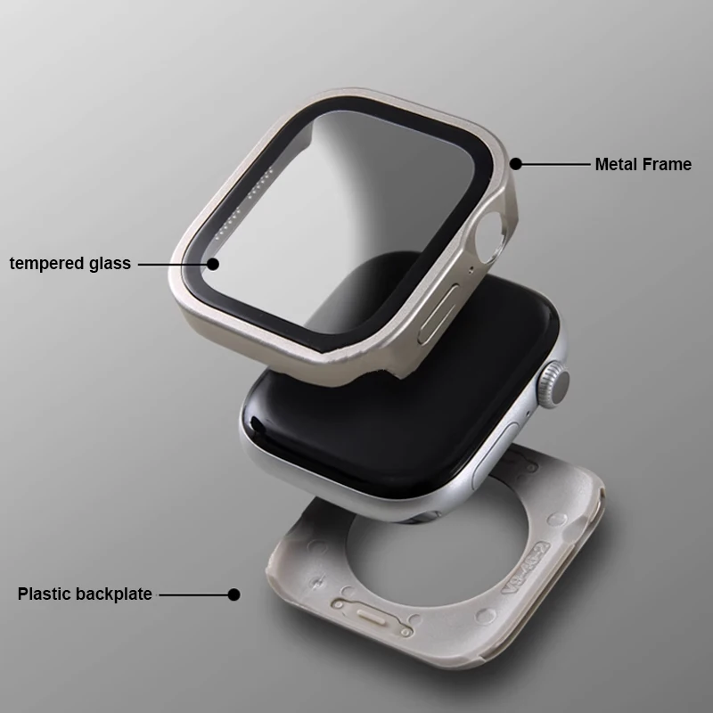 Rugged Waterproof Metal Case with HD Glass for Smartwatch Protection