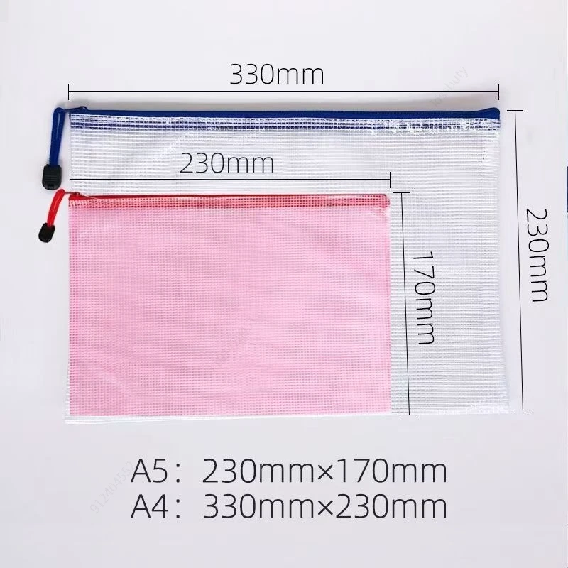 5PCS 편지지 보관 폴더 파일 메쉬 지퍼 주머니 A4/A5/A6 문서 가방 지퍼 파일 폴더 학교 사무용품