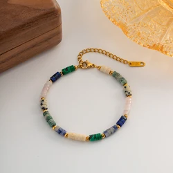 Elegant 14k Gold - Filled Bracelet with Natural Stones - Boho Chic Design - 16cm (B - B230906001A)