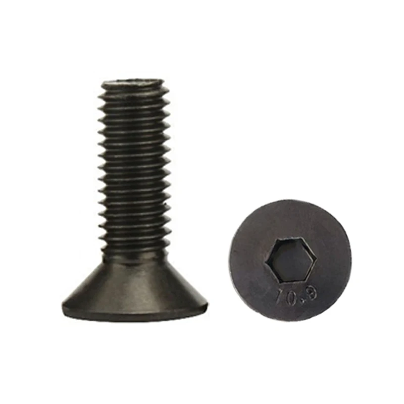 M1.6 M2 M2.5 M3 M4 M5 M6 M8 Hexagon Hex Socket Head Flat Countersunk Allen Bolt Black Grade 10.9 Carbon Steel Screw 3-80mm hexagon socket head bolt hex socket screw hexagon socket screw hexagon socket head screw