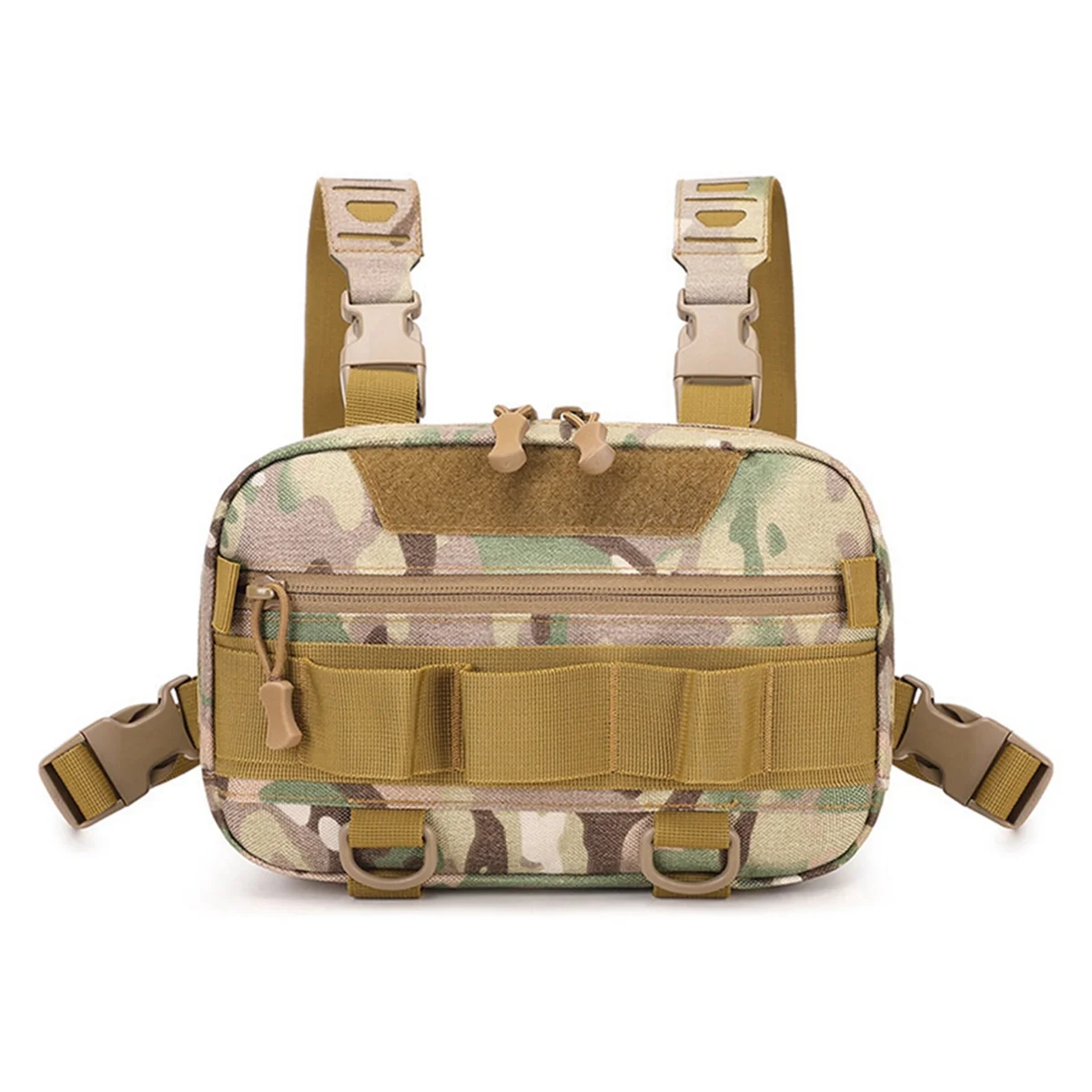 BAAU Rig Backpack Camping Recon Kit Bag Vest Front Pouch Multi-Purpose Daypack for Hiking Fishing Lure Pack,Sand Camouflage