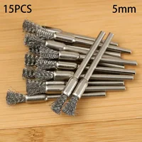 15Pc 5mm Wire Brush Remove Rust Polishing Brush Stainless Steel Handle For Mold Grinder Electric Rotary Drill Accessories 2