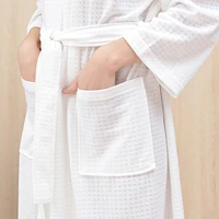 Peignoir gaufré Transparent pour hommes et femmes, Robe fine d'été, Robe de douche à carreaux, longueur aux genoux, chemise de nuit respirante, tissu de maison 6