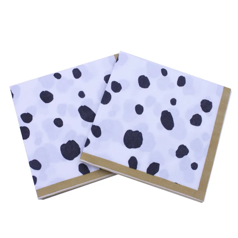 10/20pcs/Pac Colour Printing Napkins Cow Black and White Spots Paper Napkins Disposable Meal Handmade Diy Creative Paper