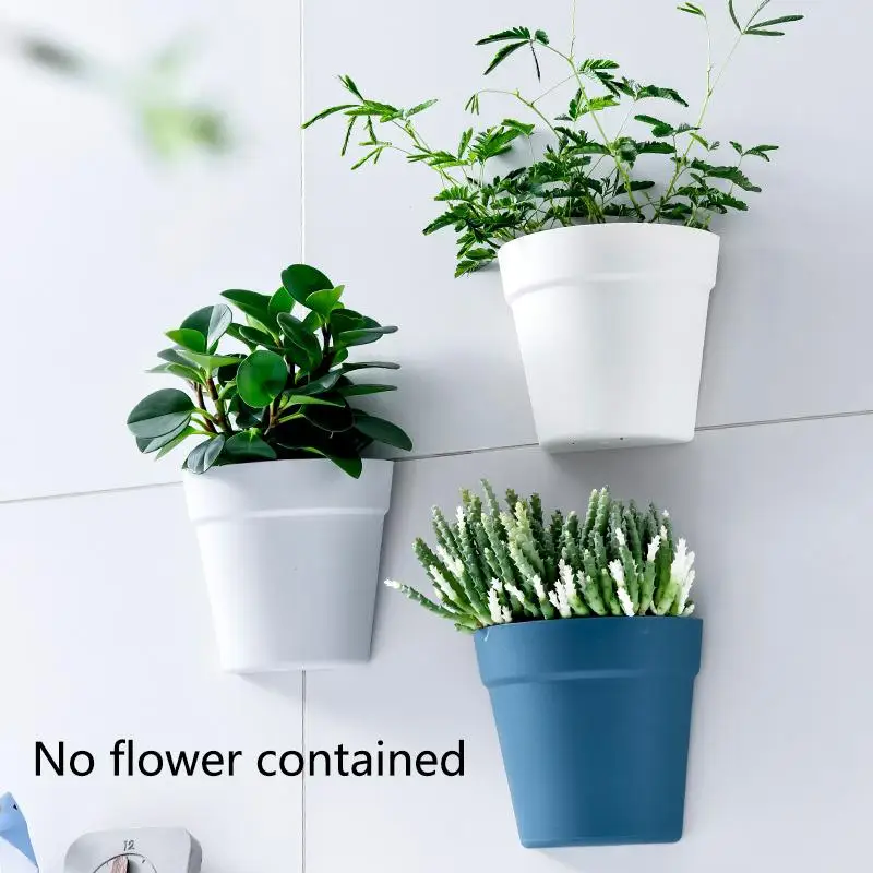 Wall Mounted Plastic Potted Plant Flowerpot Creative Wall Hanging Planter Semi Circular Small Flower Pot Decoration