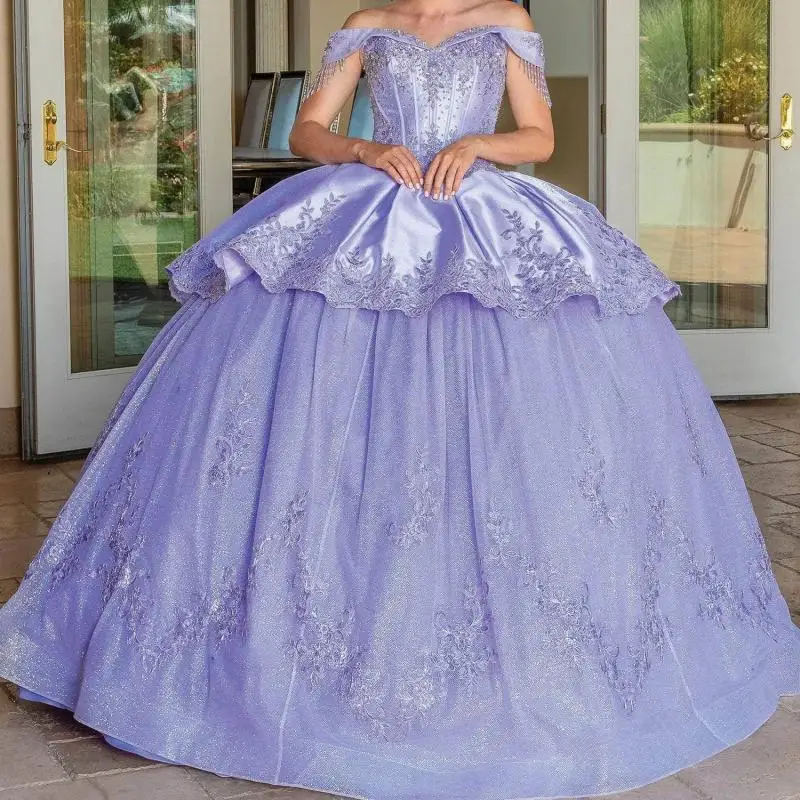 

Off-Shoulder Tassel Ball Quinceanera Dress Lace-Up Corset Women Vestidos De 15 Quinceañera Cocktail Dresses Vestidos De Baile