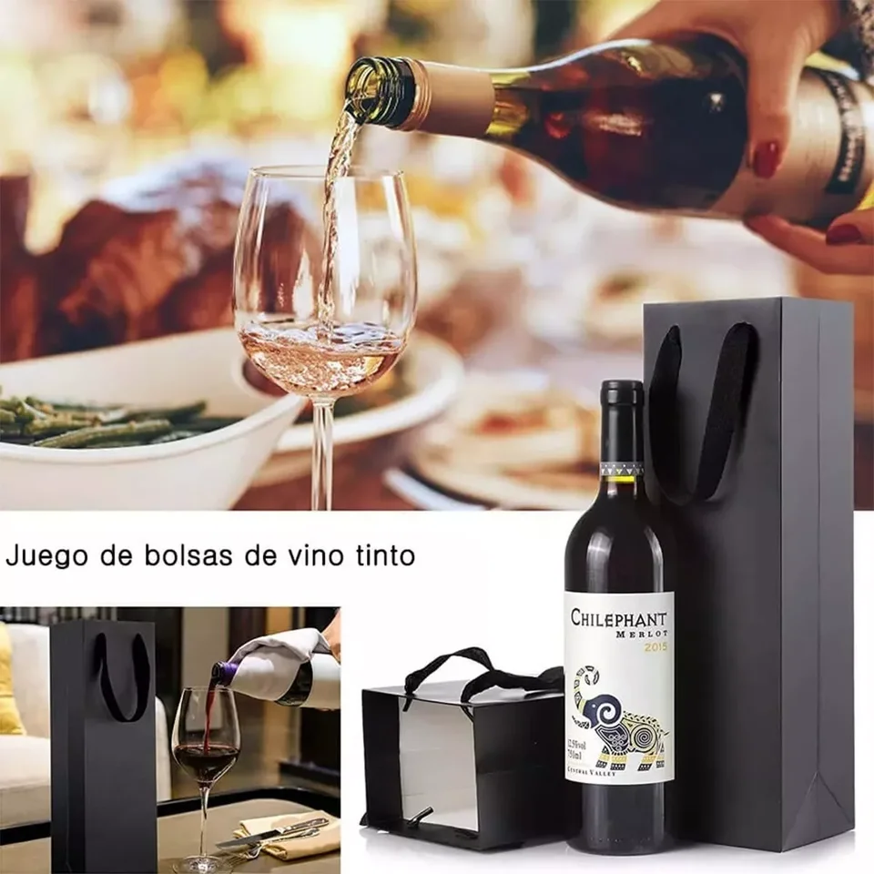 30 sacchetti regalo in carta kraft per bottiglie di vino  15