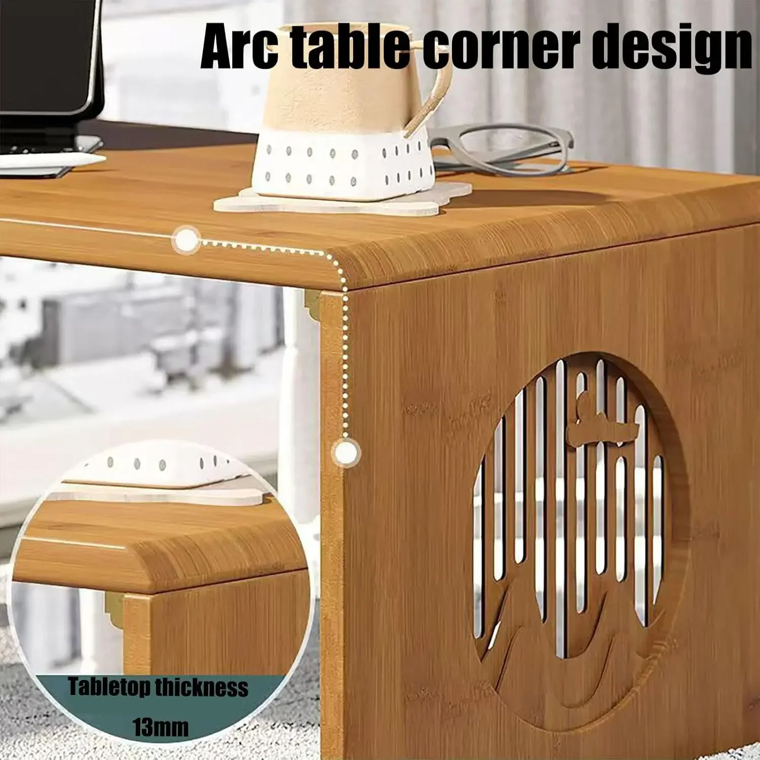 Coffee Table Low Tatami Table, Unique Portable Solid Wood Japanese Style Low Tea Table for Sitting on The Floor Easy Storage 5