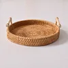 Hand Woven Rattan Dish, Fruit Bowl, Snack Basket Storage, Kitchen Supplies, Bread, Biscuit Tray, Bamboo Basket, Service Plate 5
