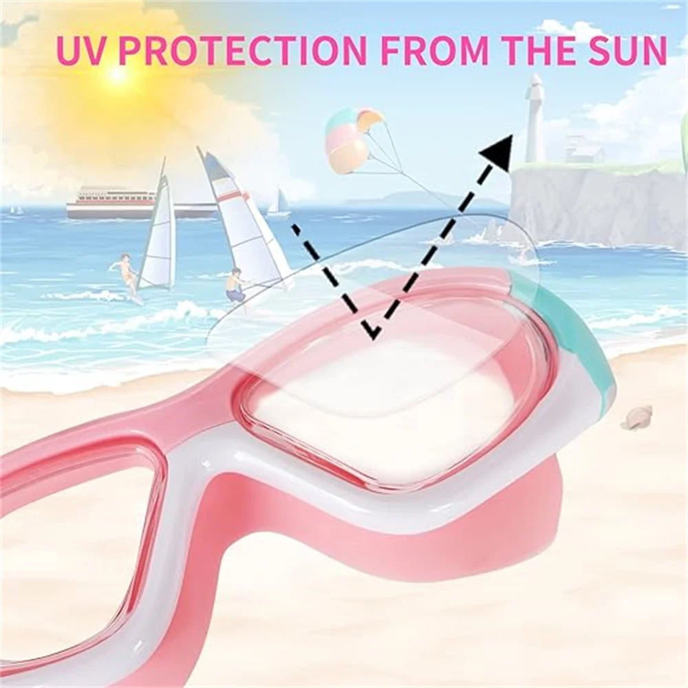 Children's High Definition Goggles Waterproof Anti Fog Large Frame Silicone Tape Earplugs Diving Swimming Large Frame Glasses swimming goggles