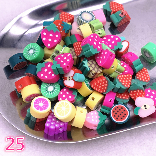 10mm Color Fruit Beads Polymer Clay Beads Polymer Clay Spacer Loose Beads for Jewelry Making DIY Bracelet Accessories