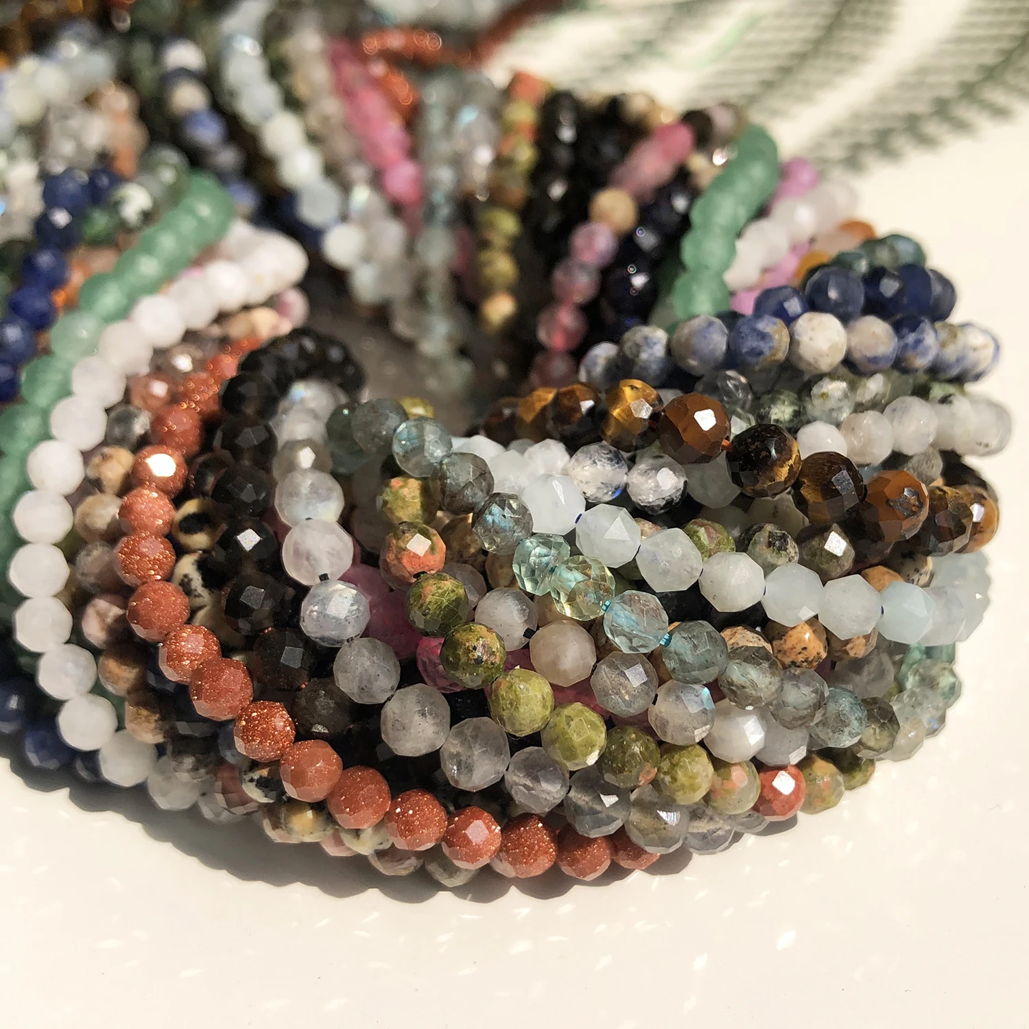 천연석면 처리 된 사파이어 작은 허리 비즈 2 3 4 mm 블루 아쿠아 마린 Lapis Lazuli 느슨한 스페이서 구슬 보석 DIY 만들기