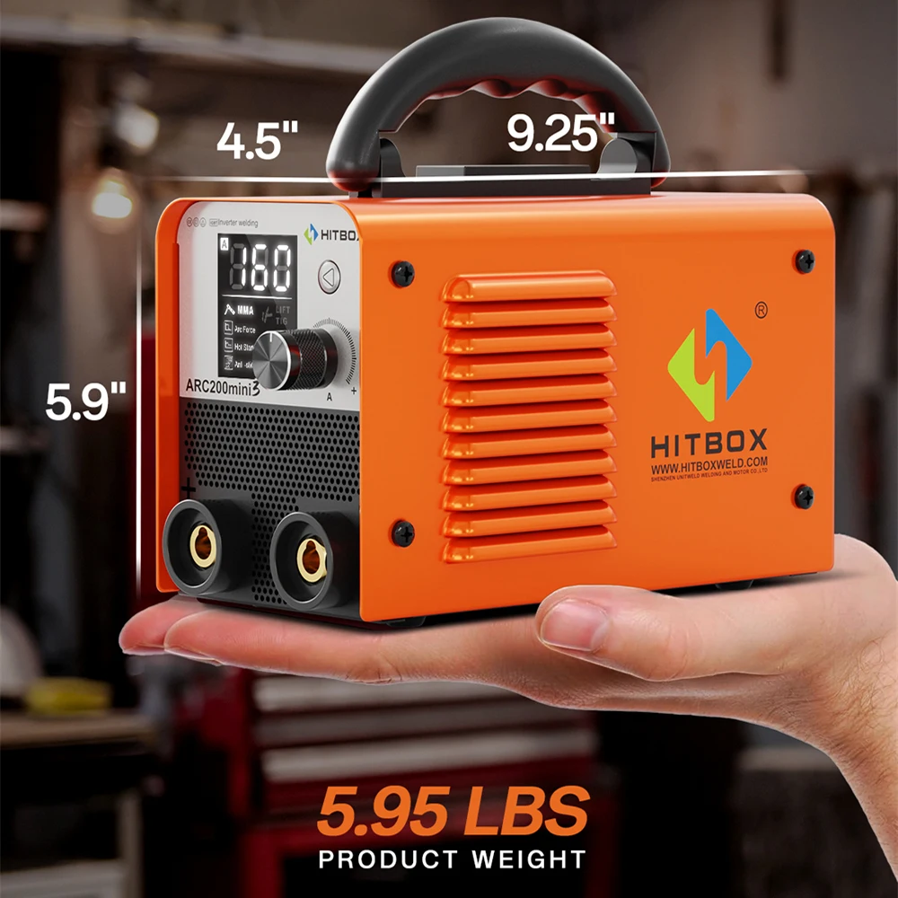 Portable Welder HITBOX ARC Welding Machine 2 in 1 MMA/Lift TIG Digital Screens Hot Start Arc Force 1.0-2.5mm Electrode Portable Home Welder 110V