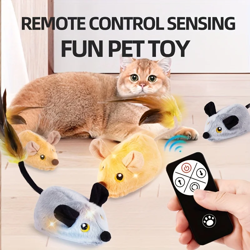 Pet Toy Cat Toy Simulation Remote Control Electric Indoor Cat And Mouse Toy Rechargeable Induction Boredom Reliever Wireless Cat Chasing