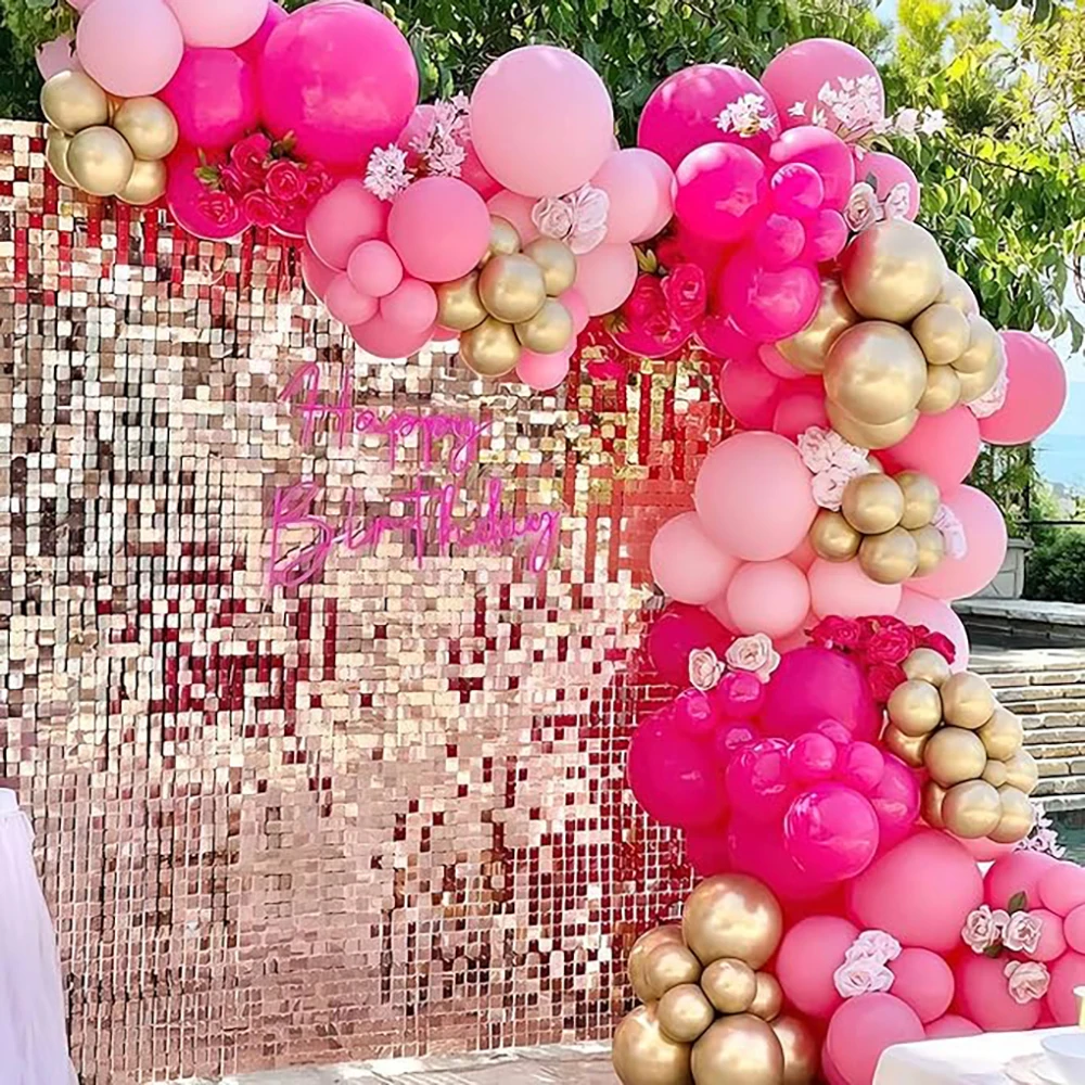134pcs Pink Balloons Arch Kit Hot Red Rose Gold Balloon Garland Girl Princess Theme Birthday Party Baby Shower Decoration Globos
