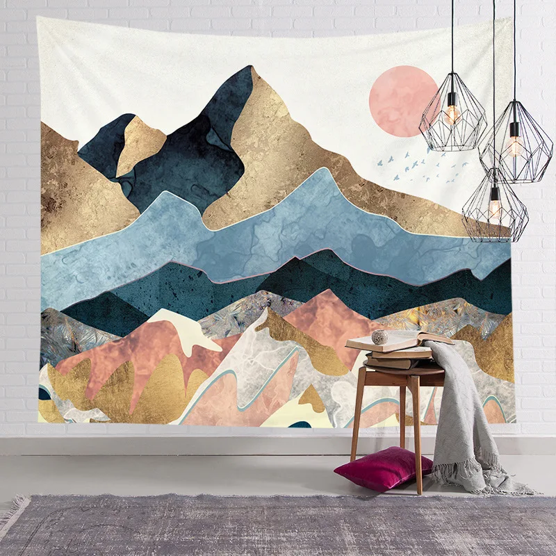 

Platinum Mountain Wall Tapestry Hanging Cloth Wall Decoration Living Room Bedroom Layout Photo Live Background Tapestry