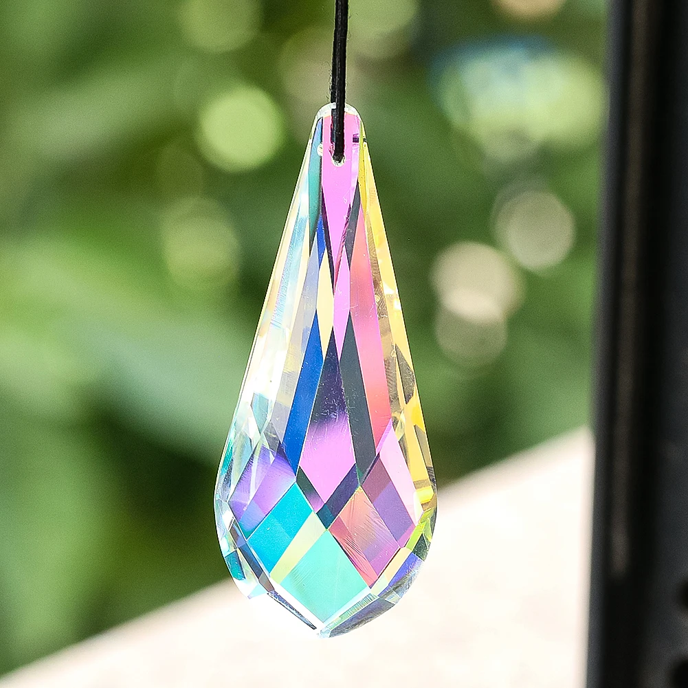 75mm Rainbow Crystal Suncatcher Prism Hanging Light Catcher Chandelier Lamp Lighting Drop Car Pendant Shinning Garden Decoration