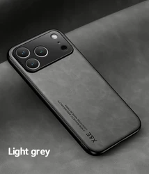Sleek Ultra - Thin Magnetic Leather Phone Case with Enhanced Protection - iPhone 15 Pro Max (Light Gray)