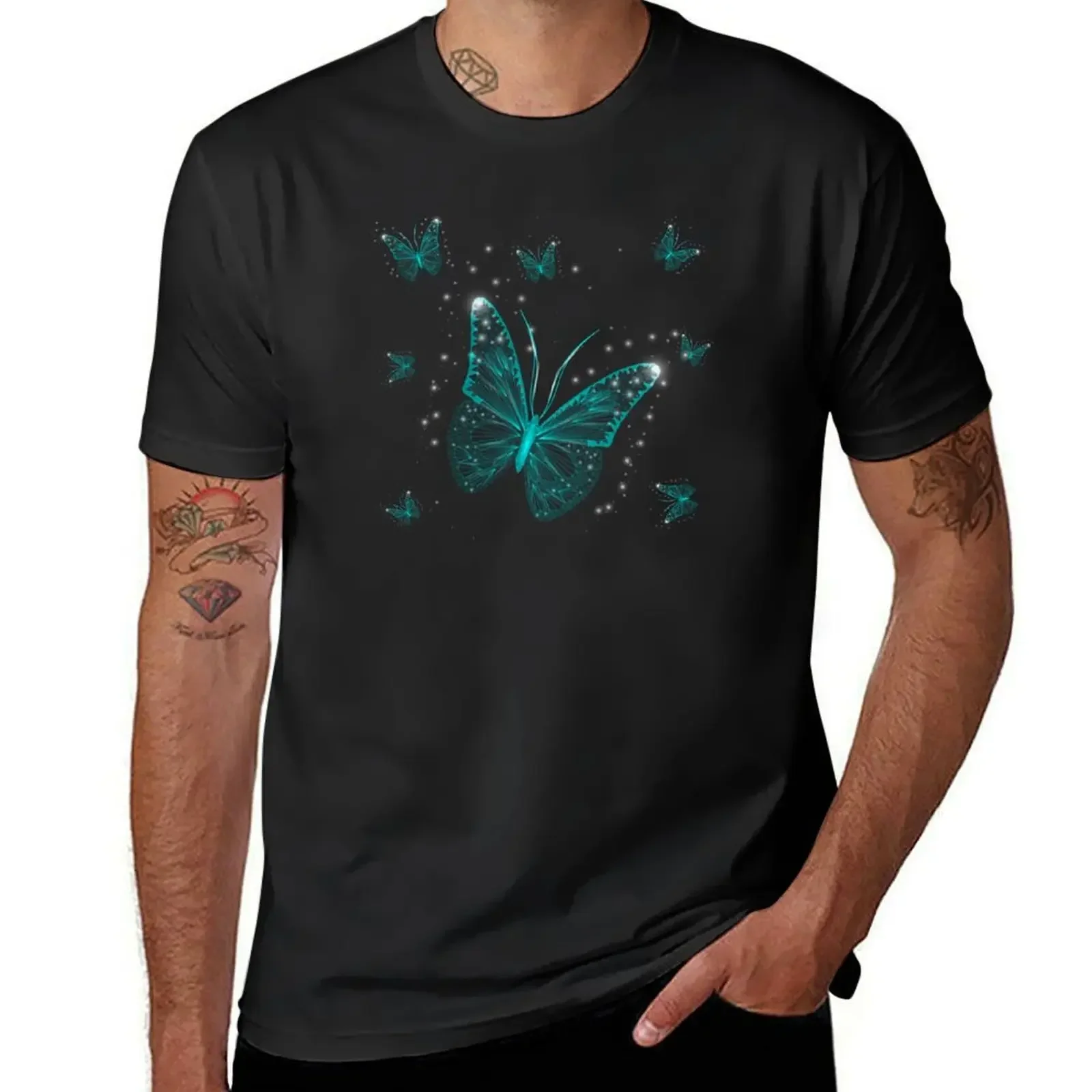 

Beautiful Unique blue butterfly design T-shirt tees funnys men t shirt