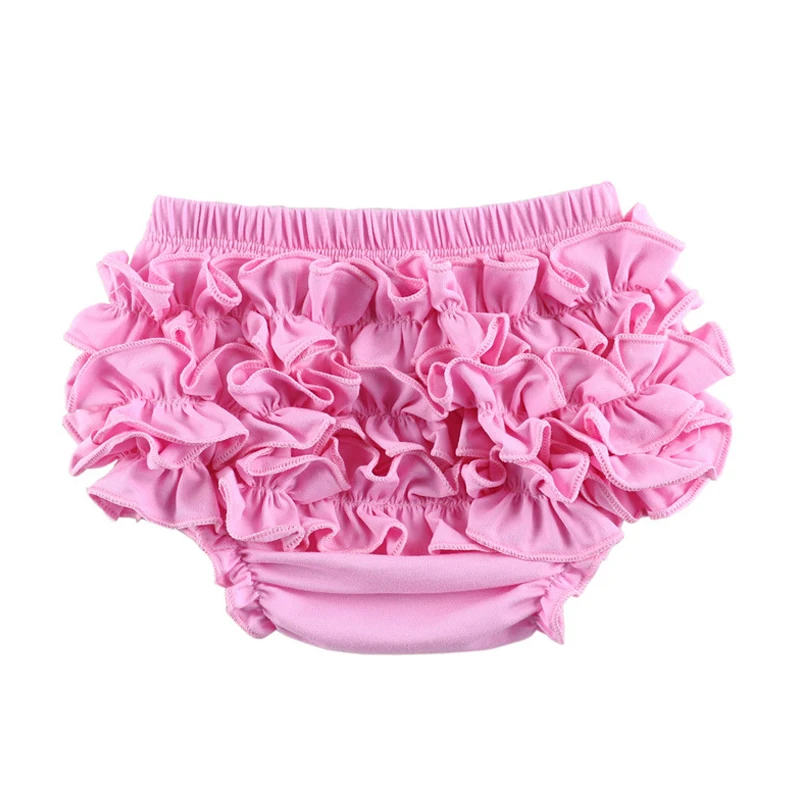 Summer Toddler Girls Ruffle Bloomer Diaper Covers Cotton Baby Girl Shorts Solid Color Icing Ruffle Baby Girl Bloomers