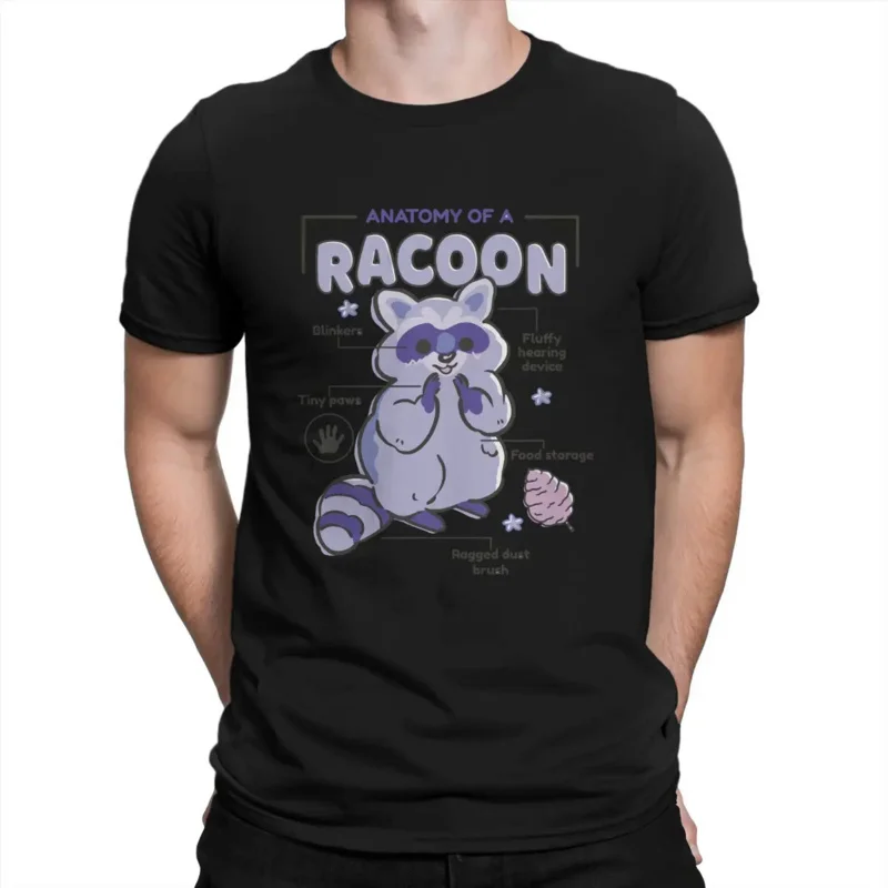

Racoon Anatomy T Shirts for Men 100% Cotton Humorous T-Shirts Round Collar Racoon Animals Tees Short Sleeve Tops Gift Idea