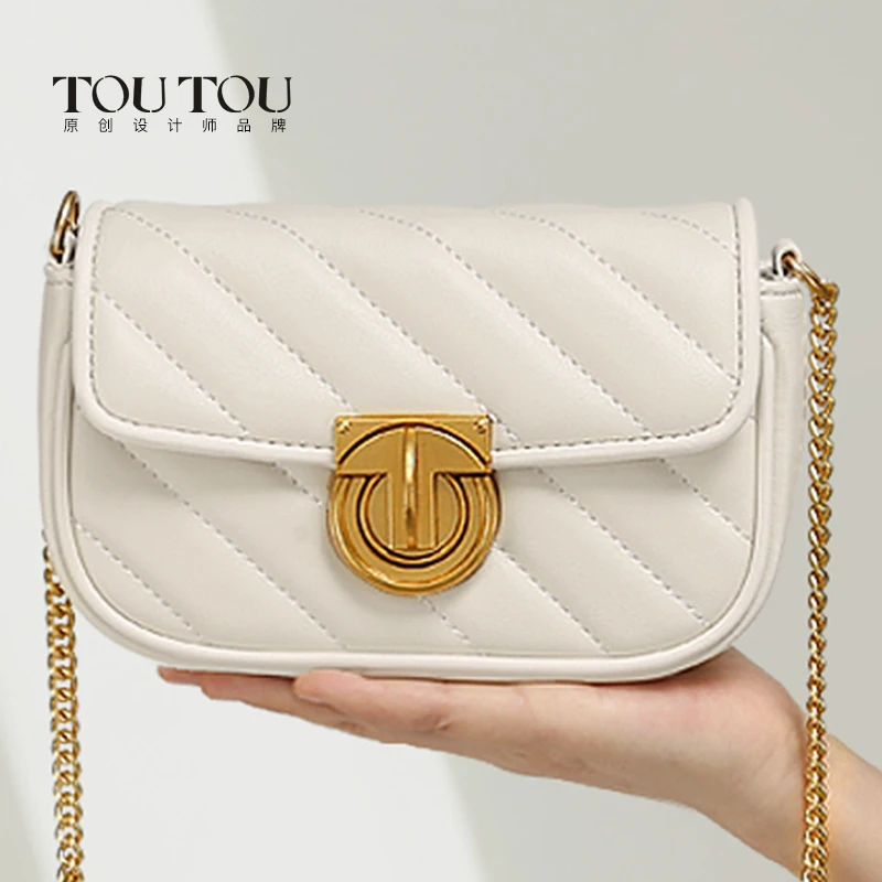 TOUTOU Genuine Leather Bolsas Chic Shouler Bag, Mini Quilted Shoulder Bags for Women, Designer Luxury Bag For Daily Use