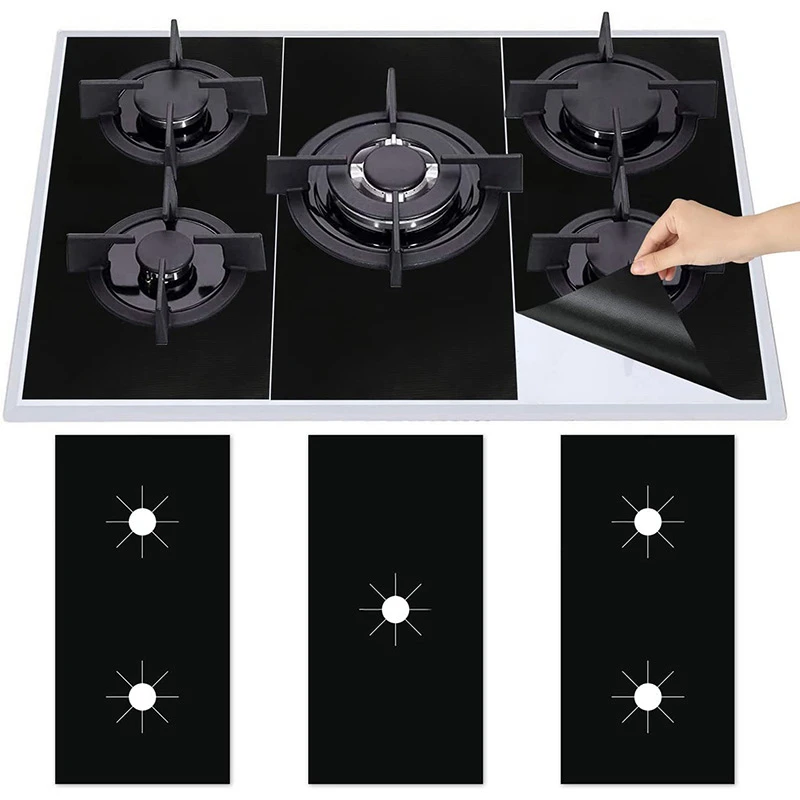 0.2mm Thickness Gas Stove Protectors Cover Liner 5 Holes Anti-Oil Gas Range Stovetop Burner Cooker Protective Covers Mat Pad