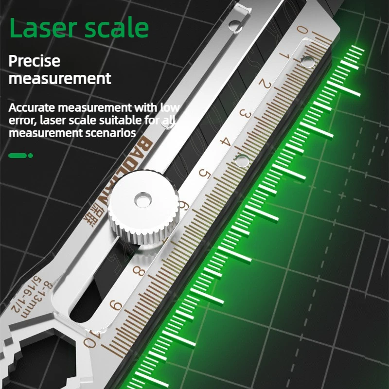 8가지 기능을 갖춘 날카로운 칼날, 안정적인 그립, 자 기능이 있는 다용도 칼, 절단 및 측정에 이상적, DIY 및 건축 작업에 적합