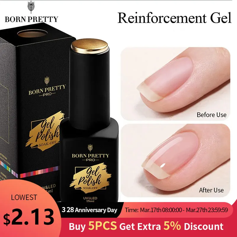 BORNPRETTYPro15mlReinforcementGelNailPolishSelfLevelingNail
