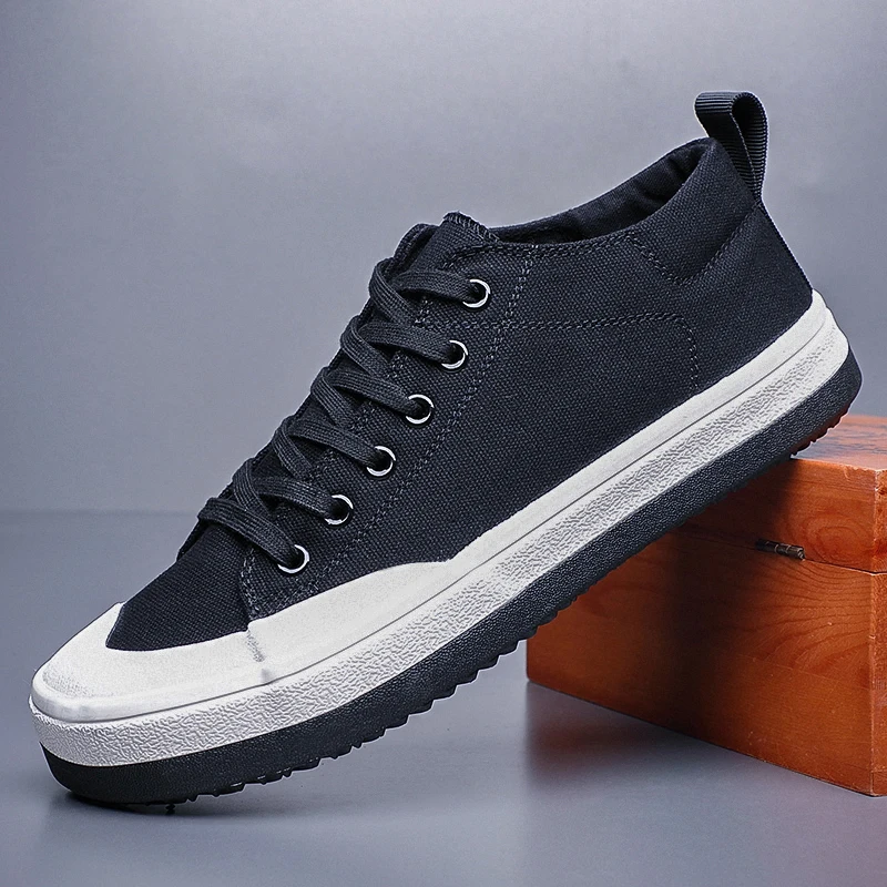 Men Canvas Shoes Casual Lace Up Sneakers Summer Fashion Breathable Vulcanize Shoes Rubber Flats Outdoor Autumn Casual Man Shoes 4
