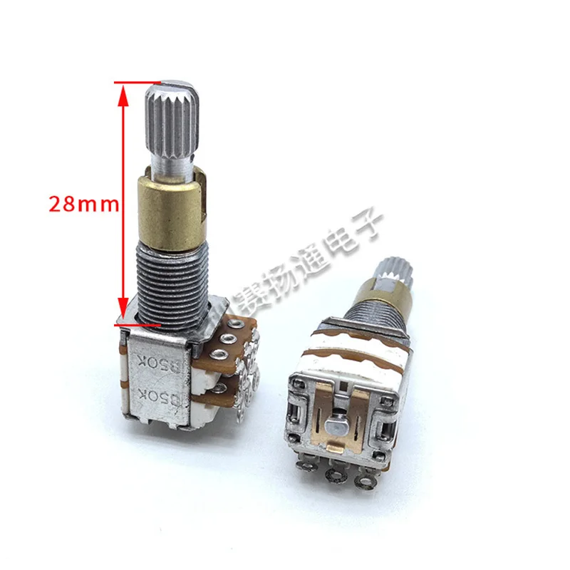 1 pcs FD 12mm metal double axis double adjustable 6-pin B50K potentiometer 9mm mounting hole 28mm plum shaft