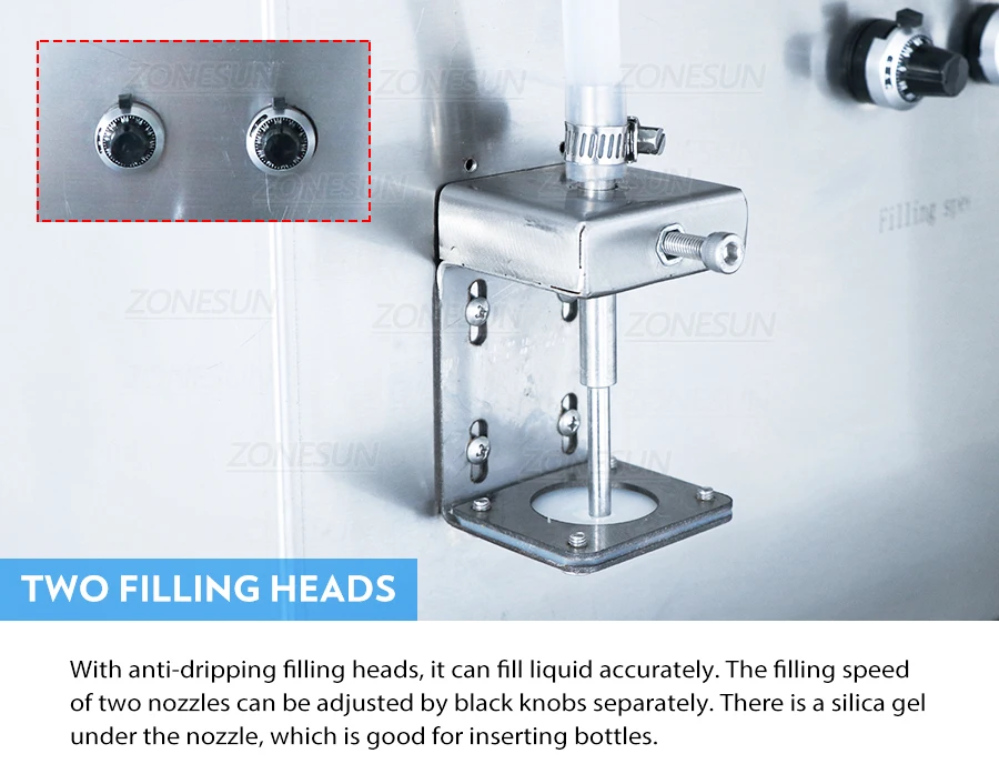 ZONESUN ZS-NP2 Pasta de 2 cabeças e máquina de enchimento de bomba peristáltica de líquido viscoso 