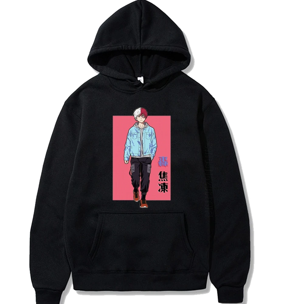 

Hot My Hero Academia Hoodies Todoroki Shoto Classic Comic Classic Anime Japan Men Streetwear Black