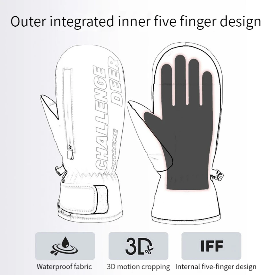 LOOGDEEL Winter Ski Gloves Women Waterproof Windproof Cycling Running Snowboard Snow Skiing Warmth Gloves Touch Screen Non-slip 4