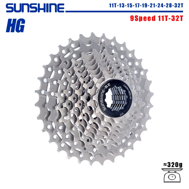 SUNSHINE Bicycle Cassette 8/9/10/11/12 Speed Mountain Bicycle Freewheel Bicycle Sprocket HyperGlide system For Shimano/SRAM 9 Speed 11T-32T