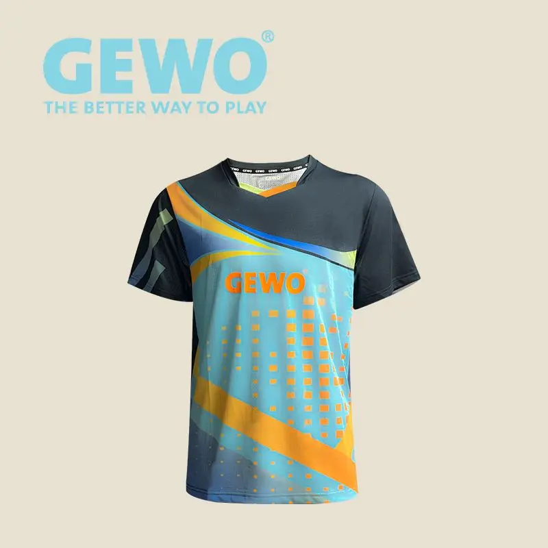GEWO Table Tennis Jersey Short Sleeved Breathable Sweat Absorbing Quick Drying Fabric Training Competition Unisex Sports T-shirt