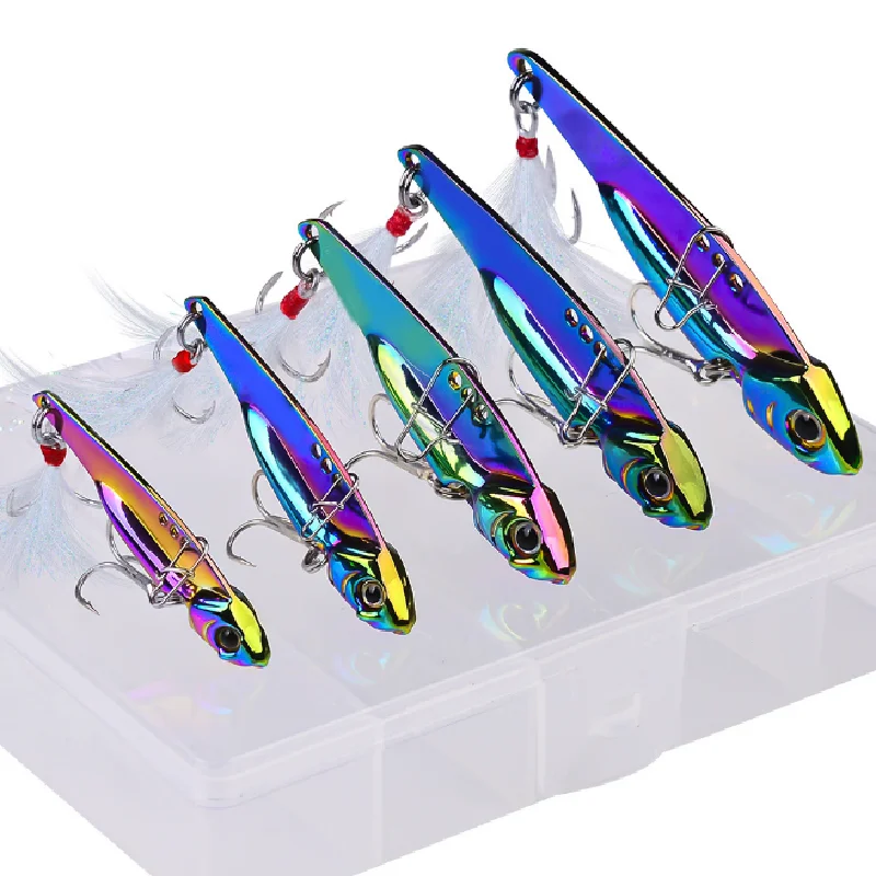 

5pcs/Box Metal Blade Fishing Lures Hard VIB Crank Bait Sinking Treble Hook 5-20g