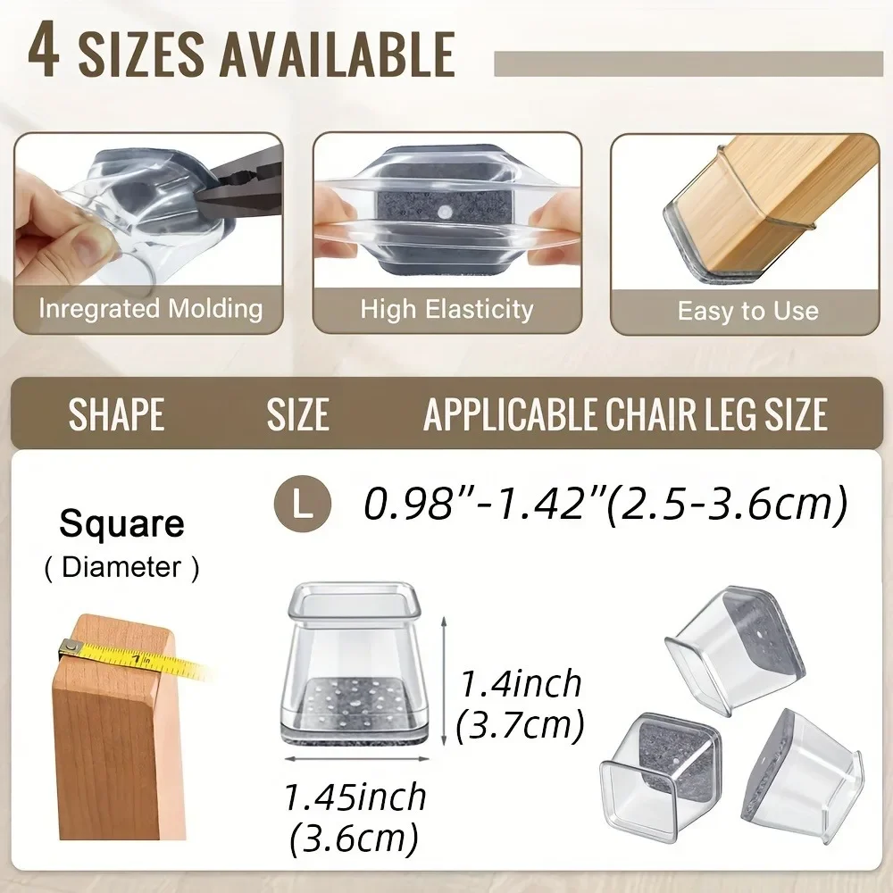 Premium Silicone Chair Leg Floor Protectors - Scratch-Resistant & Noise-Reducing (Set of 16)