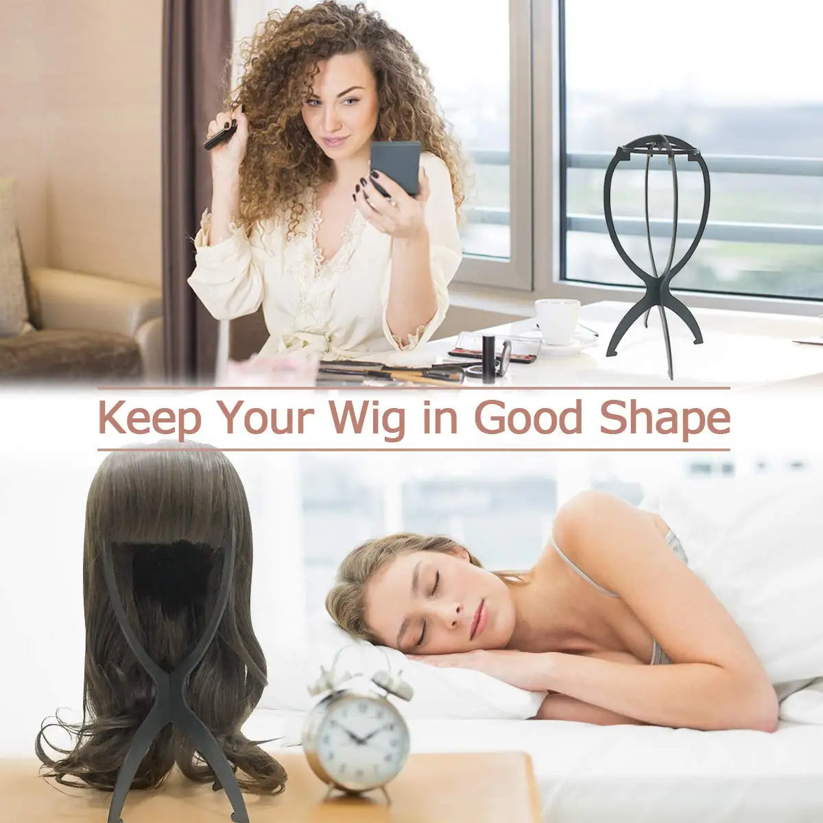 Wig Stand Portable Wig Holder Collapsible Wig Hanger Durable Hair Display Tool Travel Plastic Hat Mannequin Head Wholesale