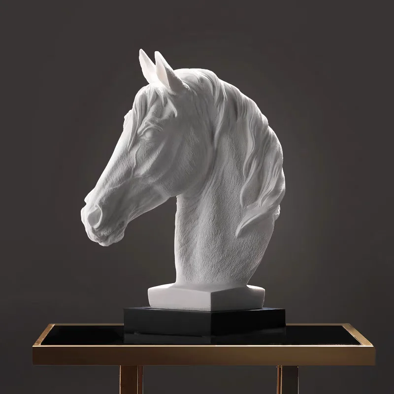 

Modern Abstract Geometric Sculpture Resin Horse Head Statue Home Decoration Animal Figurine Room Decoration Ornament