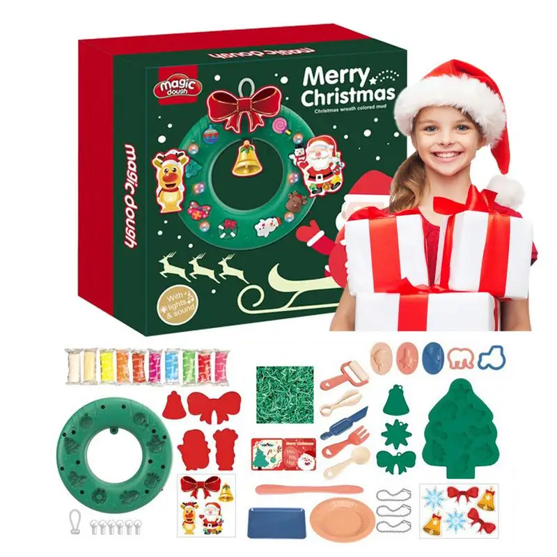 

Molding Clay DIY Kit Christmas Toy Clay DIY Set Stretchable Wreath Making Toy Learning Education Toys For Craft Classes Holiday