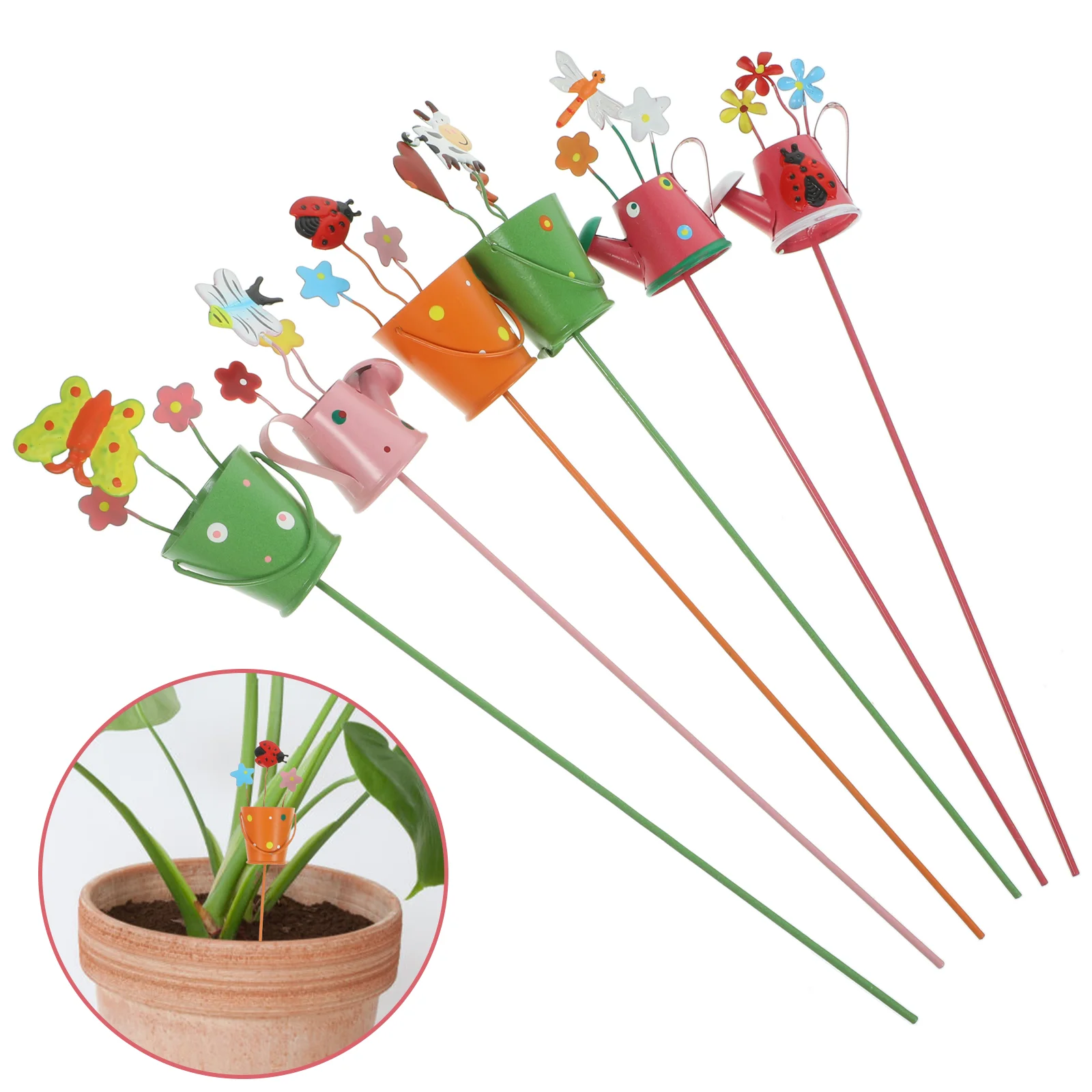 

6 Pcs Metal Flower Arrangement Spring Decorations Outdoor Indoor Plant Stakes for Potted Plants Yard Garden Party Pots Easter