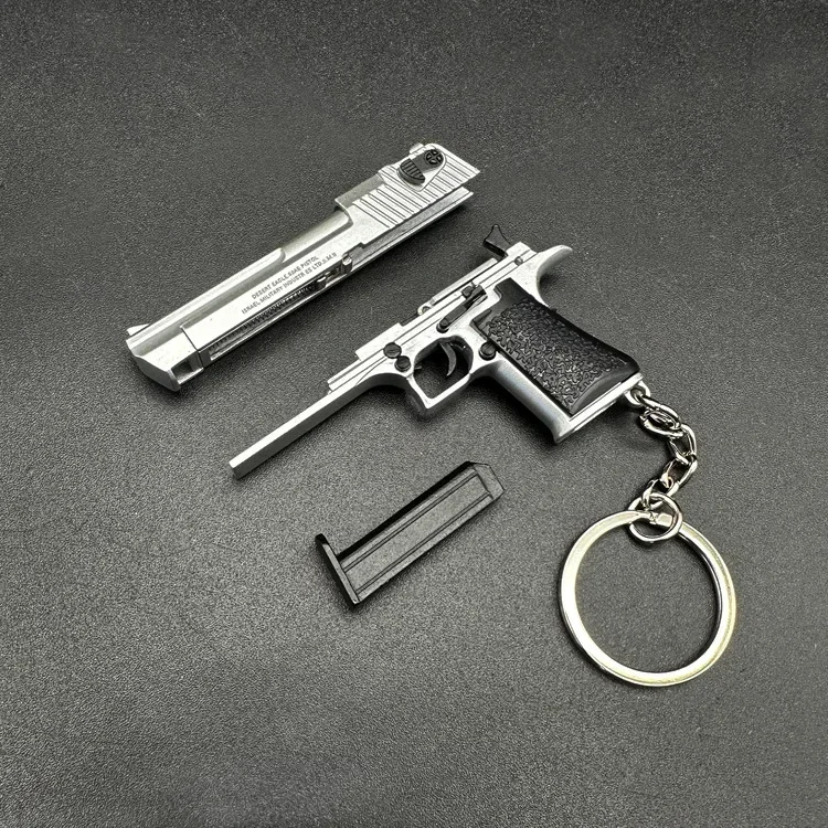 1:4 Alloy Desert Eagle Pistol Keychain Ring Fake Gun Detachable Assemble Toy Gun Shoulder Bag Accessories Christmas Gift 5