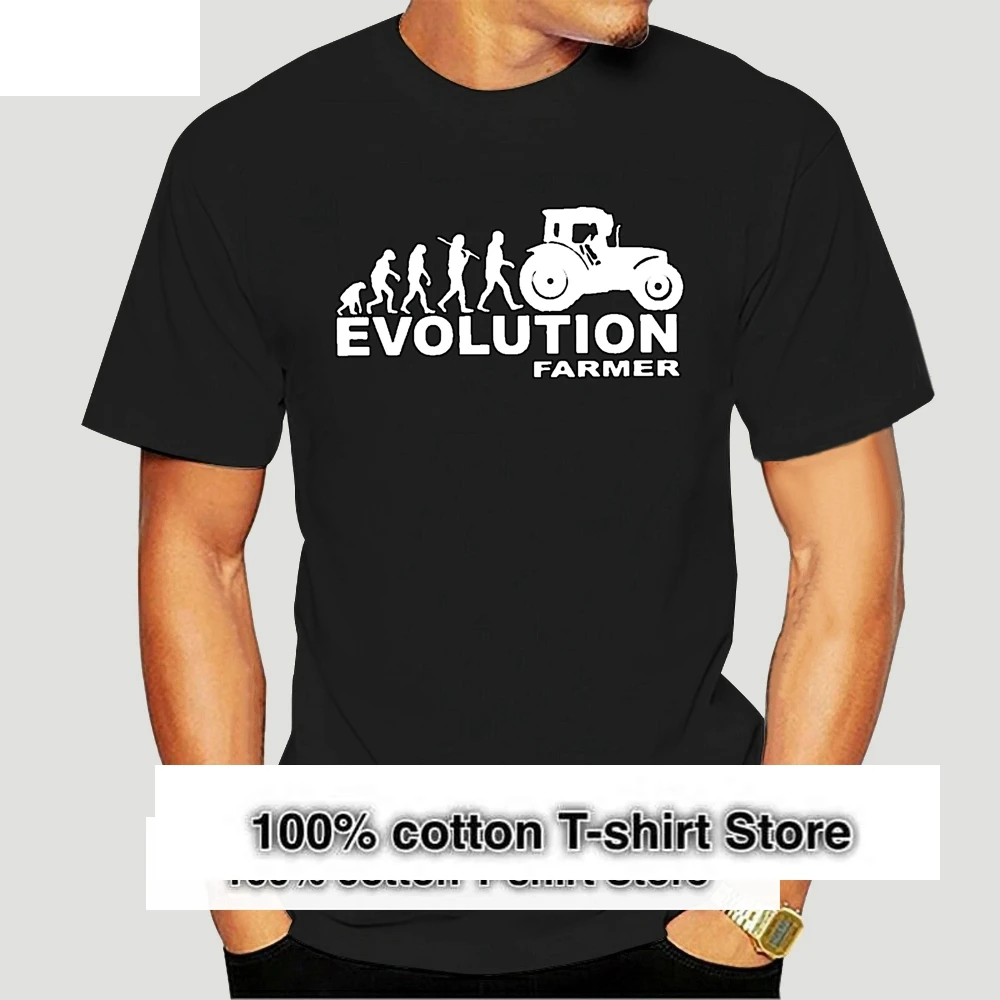 

New Summer Fashion Evolution Tractor T Shirt Men Short Sleeve Cotton Born To Farm T-shirt Tops Camisetas Farmer Tshirt 9059A